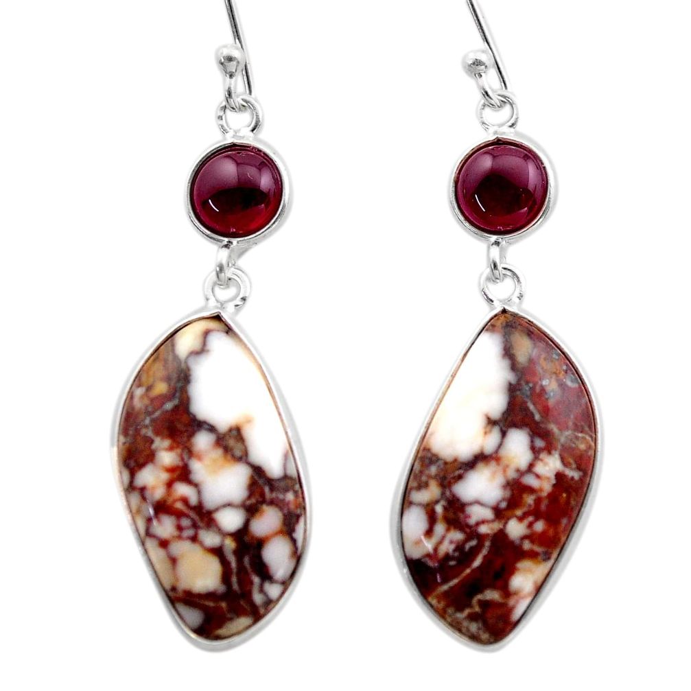 925 silver 13.13cts natural bronze wild horse magnesite garnet earrings t60993