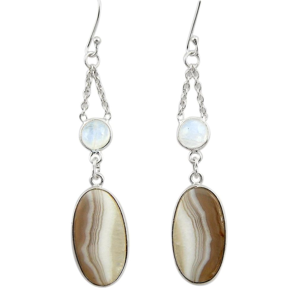 925 silver 19.76cts natural brown botswana agate dangle earrings jewelry d39704