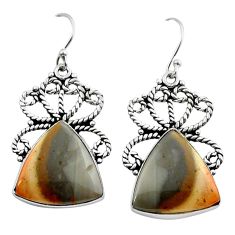 925 silver 18.68cts natural brown imperial jasper dangle earrings jewelry y15313