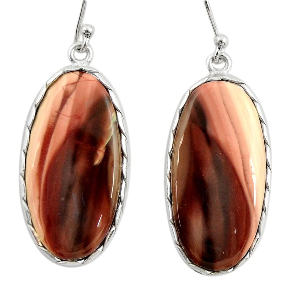 925 silver 22.30cts natural brown imperial jasper dangle earrings r28830