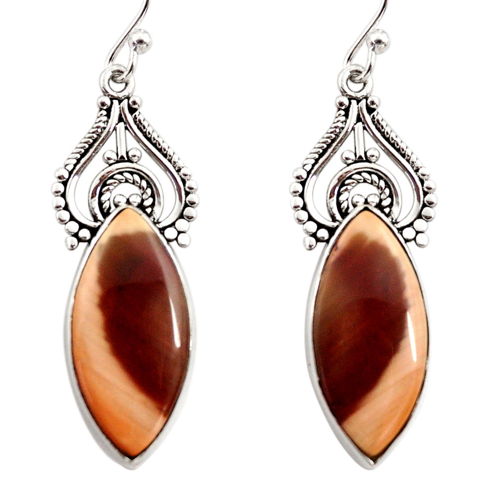 925 silver 15.08cts natural brown imperial jasper dangle earrings r30305