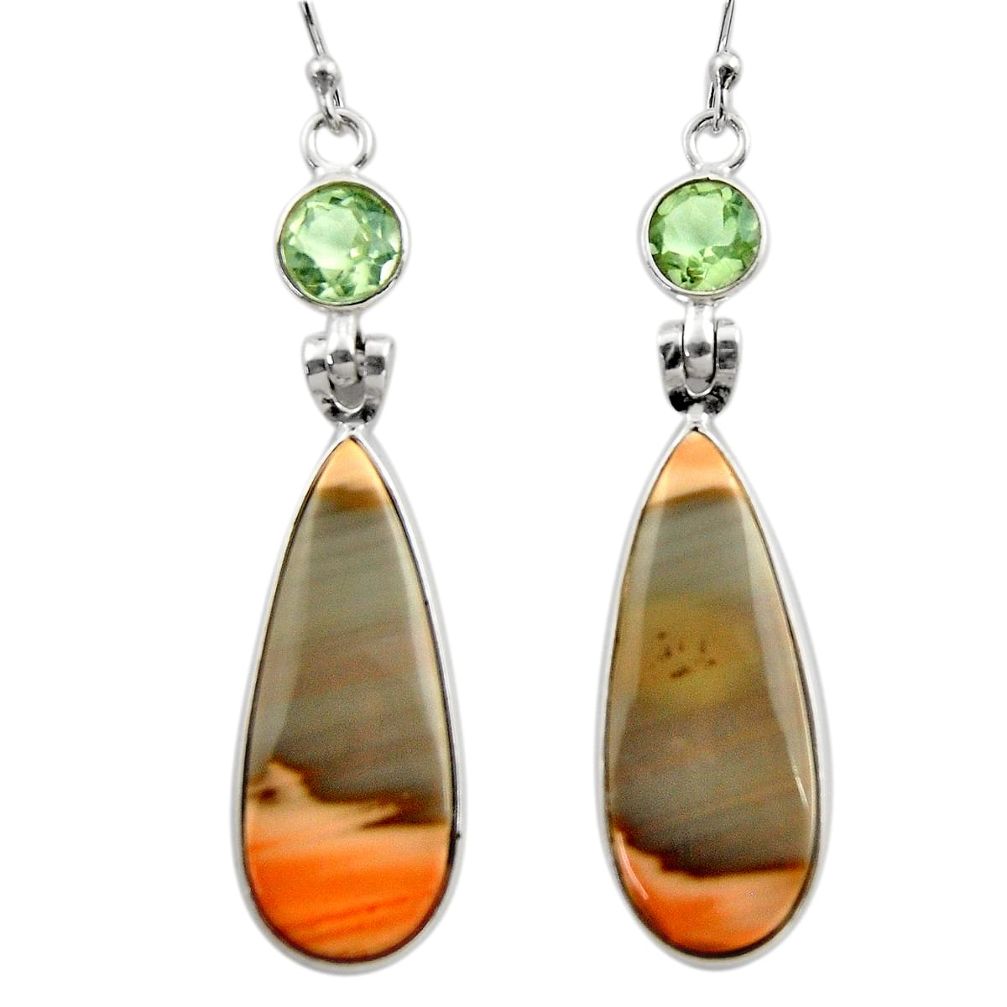 925 silver 19.29cts natural brown imperial jasper dangle earrings r30467