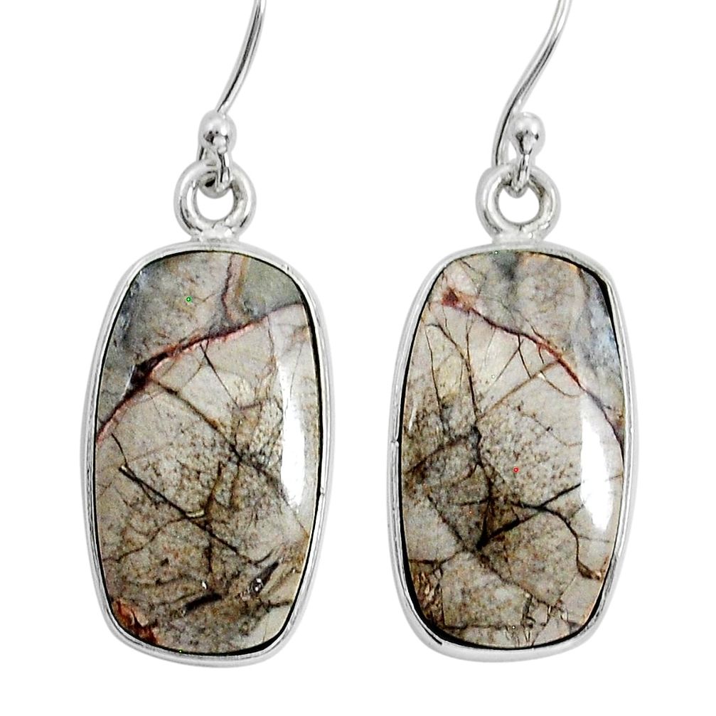 925 silver 12.43cts natural brown mushroom rhyolite dangle earrings y12259