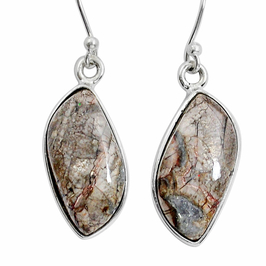 925 silver 10.84cts natural brown mushroom rhyolite fancy dangle earrings y12253