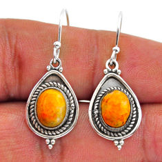 925 silver 5.97cts natural bumble bee australian jasper dangle earrings n52336