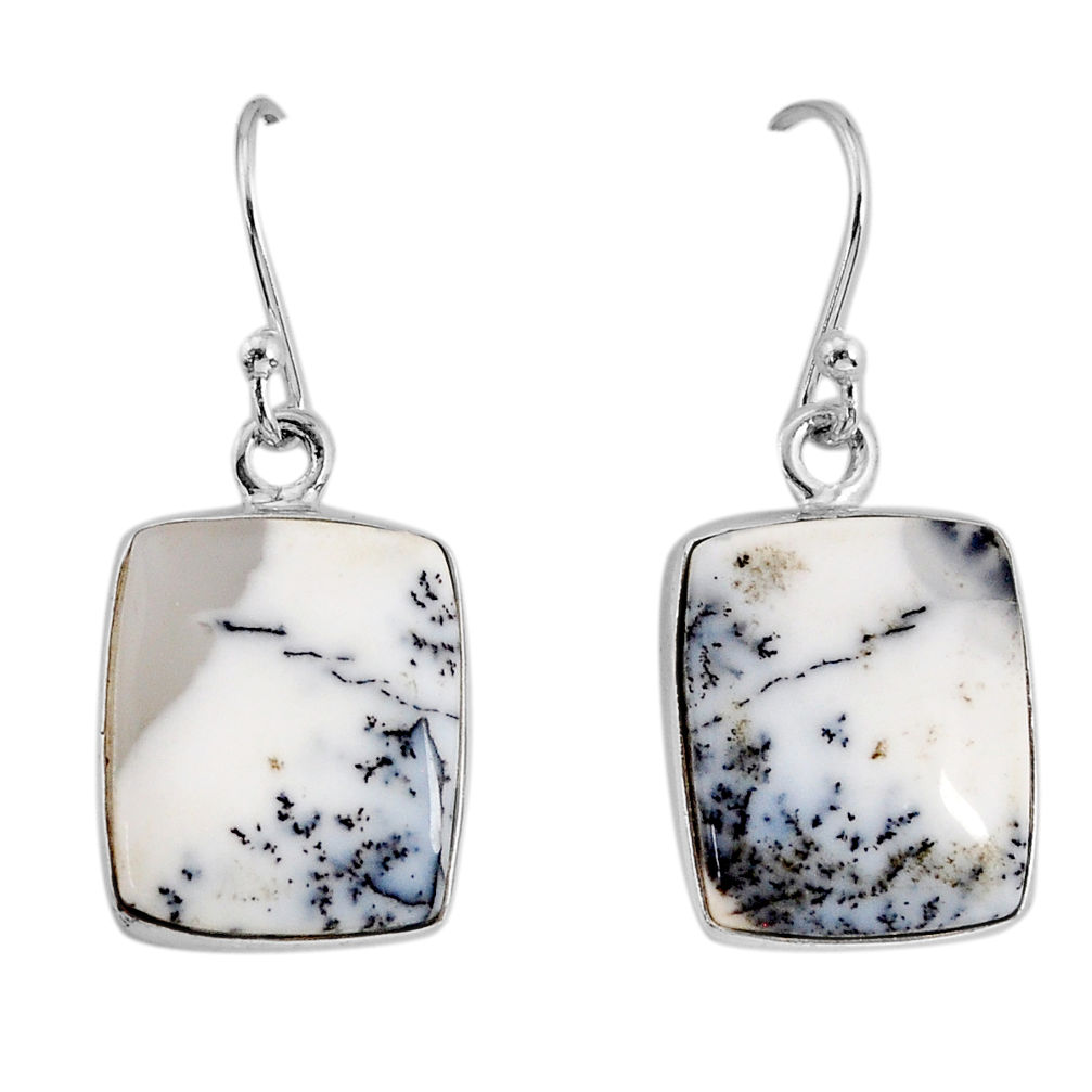 925 silver 12.54cts natural dendrite opal (merlinite) dangle earrings y79972