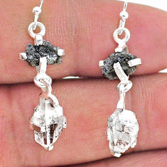 925 silver 8.53cts natural diamond raw herkimer diamond dangle earrings t15288