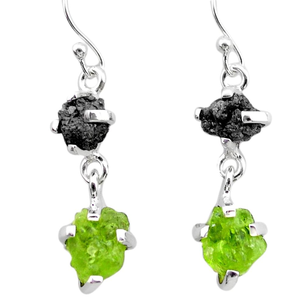 925 silver 10.45cts natural diamond rough peridot raw fancy earrings t25768