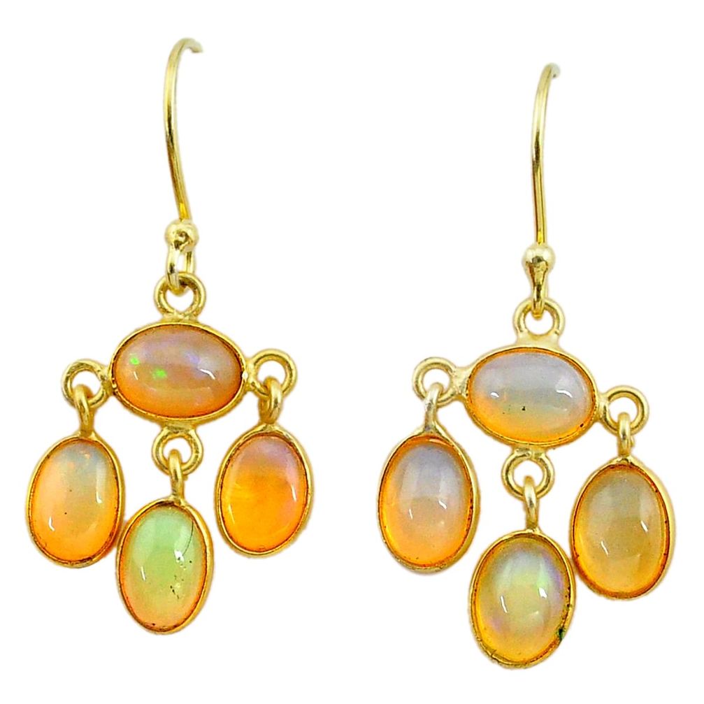 925 silver 6.36cts natural ethiopian opal 14k gold dangle earrings t23999
