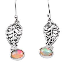 925 silver 2.93cts natural ethiopian opal oval deltoid leaf earrings y43912