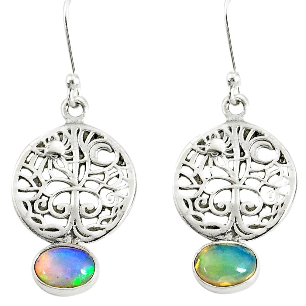 925 silver 3.06cts natural ethiopian opal tree of life earrings jewelry r76714