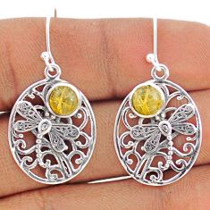 925 silver 2.27cts natural golden tourmaline rutile dragonfly earrings t80968