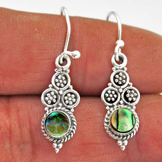 925 silver 1.31cts natural green abalone paua seashell dangle earrings n23785