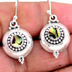 925 silver 0.94cts natural green abalone paua seashell dangle earrings r54107