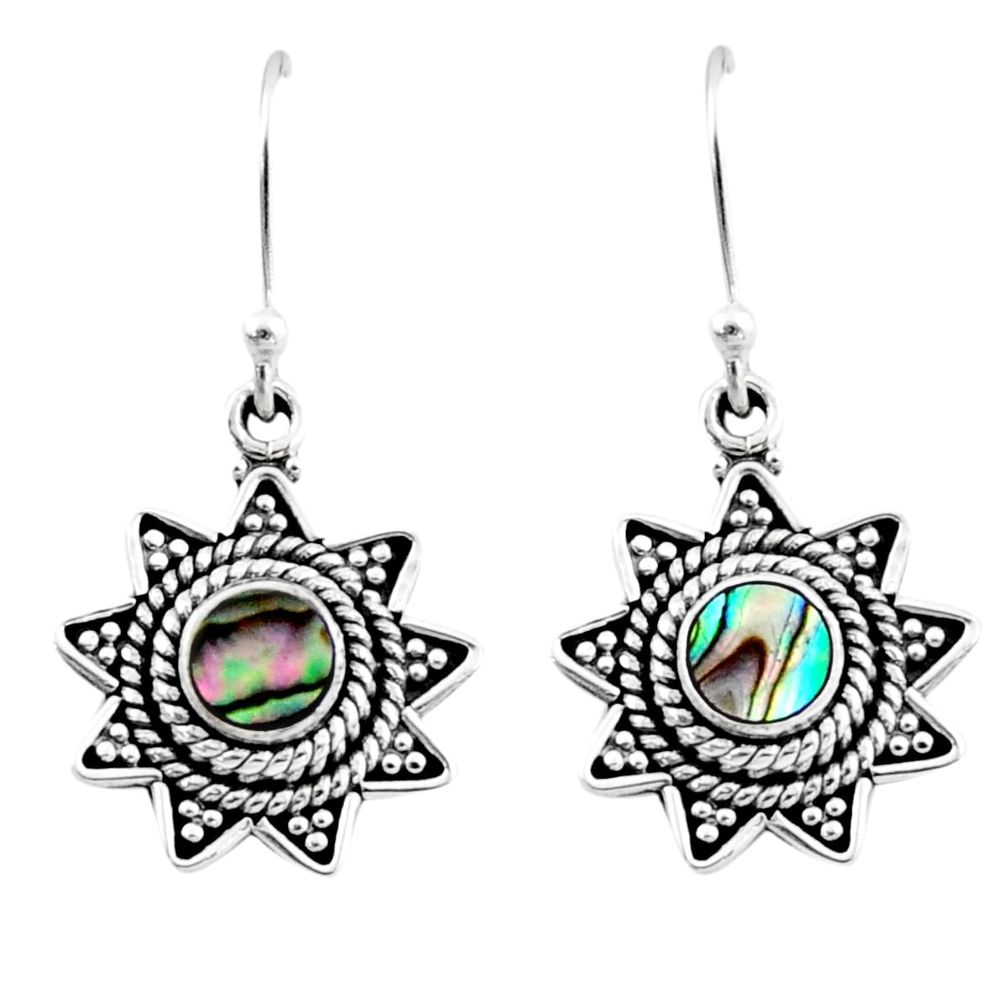 925 silver 0.78cts natural green abalone paua seashell dangle earrings r54213