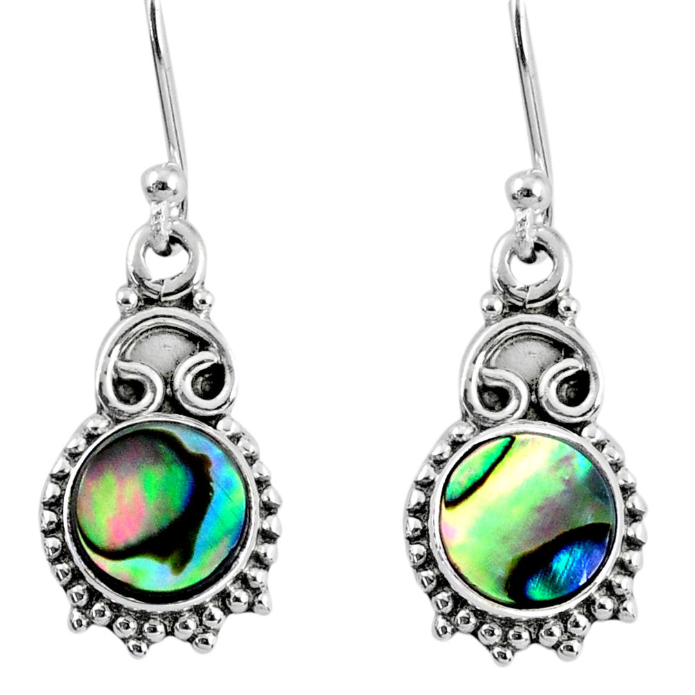 925 silver 3.91cts natural green abalone paua seashell dangle earrings r60428