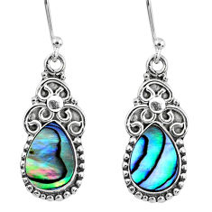 925 silver 4.69cts natural green abalone paua seashell dangle earrings r60547