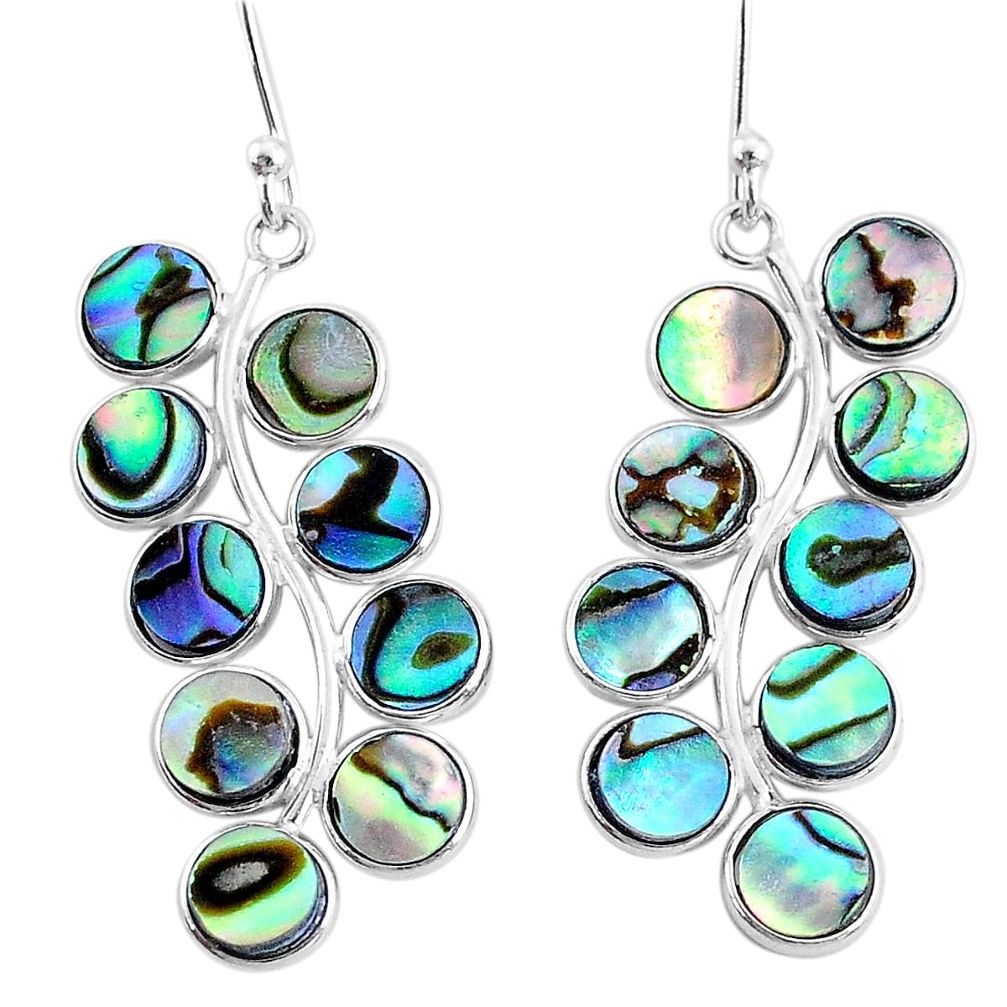 925 silver 10.65cts natural green abalone paua seashell dangle earrings t4632