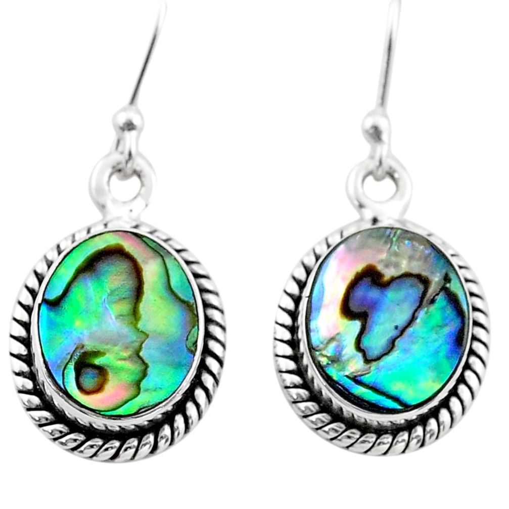 925 silver 6.94cts natural green abalone paua seashell dangle earrings t47266