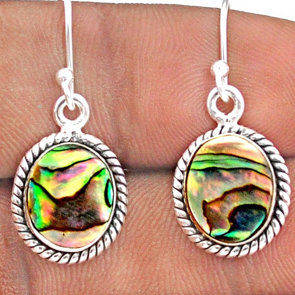 925 silver 7.10cts natural green abalone paua seashell dangle earrings t92692