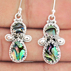 925 silver 4.86cts natural green abalone paua seashell dangle earrings u31749