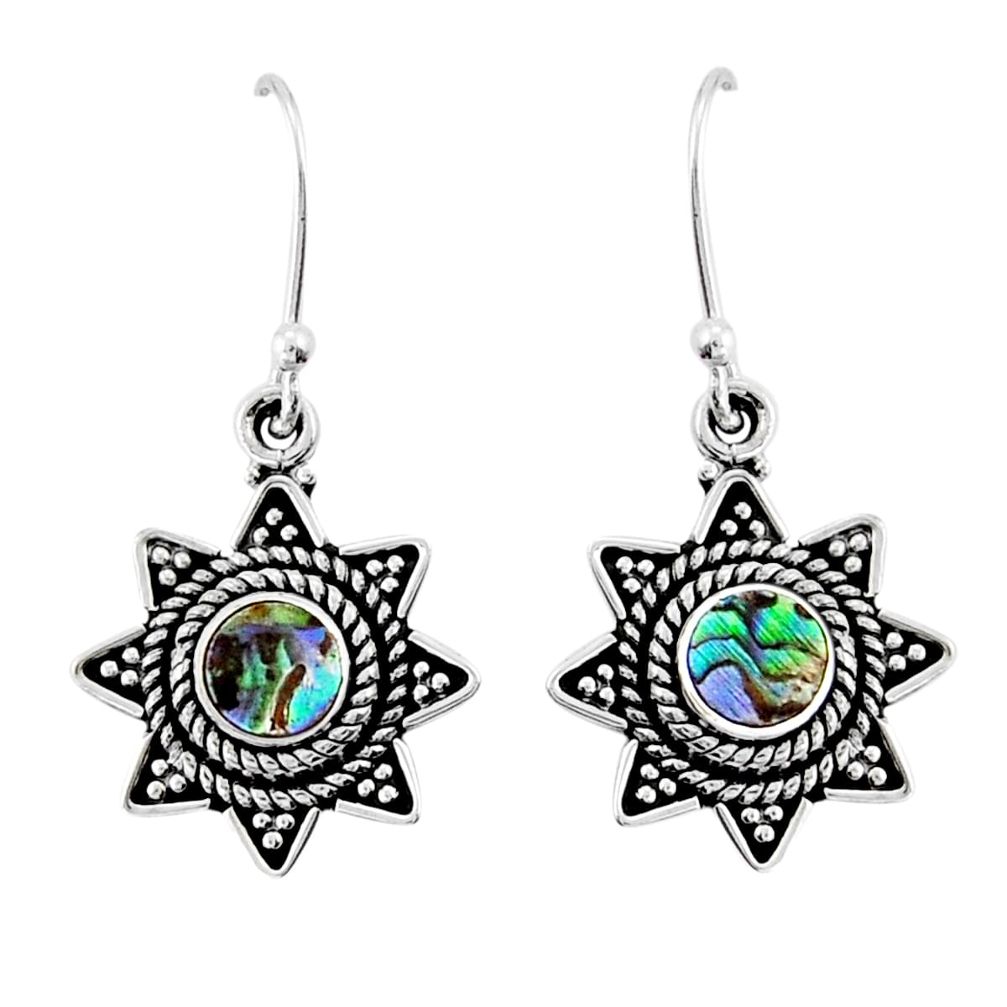 925 silver 1.41cts natural green abalone paua seashell dangle earrings y25126
