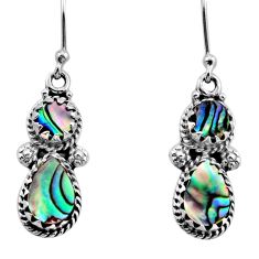 925 silver 4.50cts natural green abalone paua seashell dangle earrings y88299