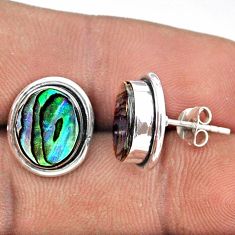 925 silver 6.80cts natural green abalone paua seashell stud earrings t92769