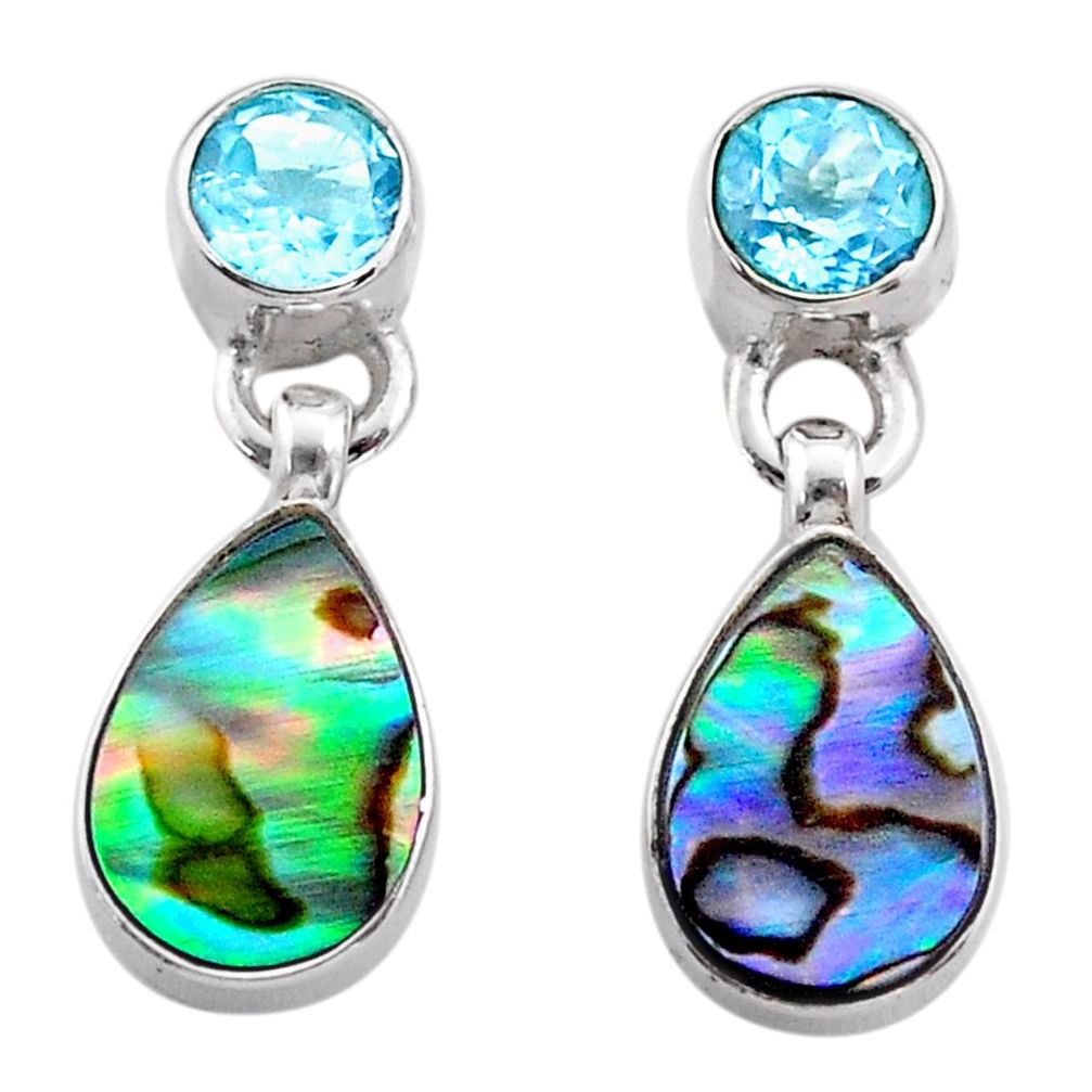 925 silver 6.25cts natural green abalone paua seashell topaz earrings t47297