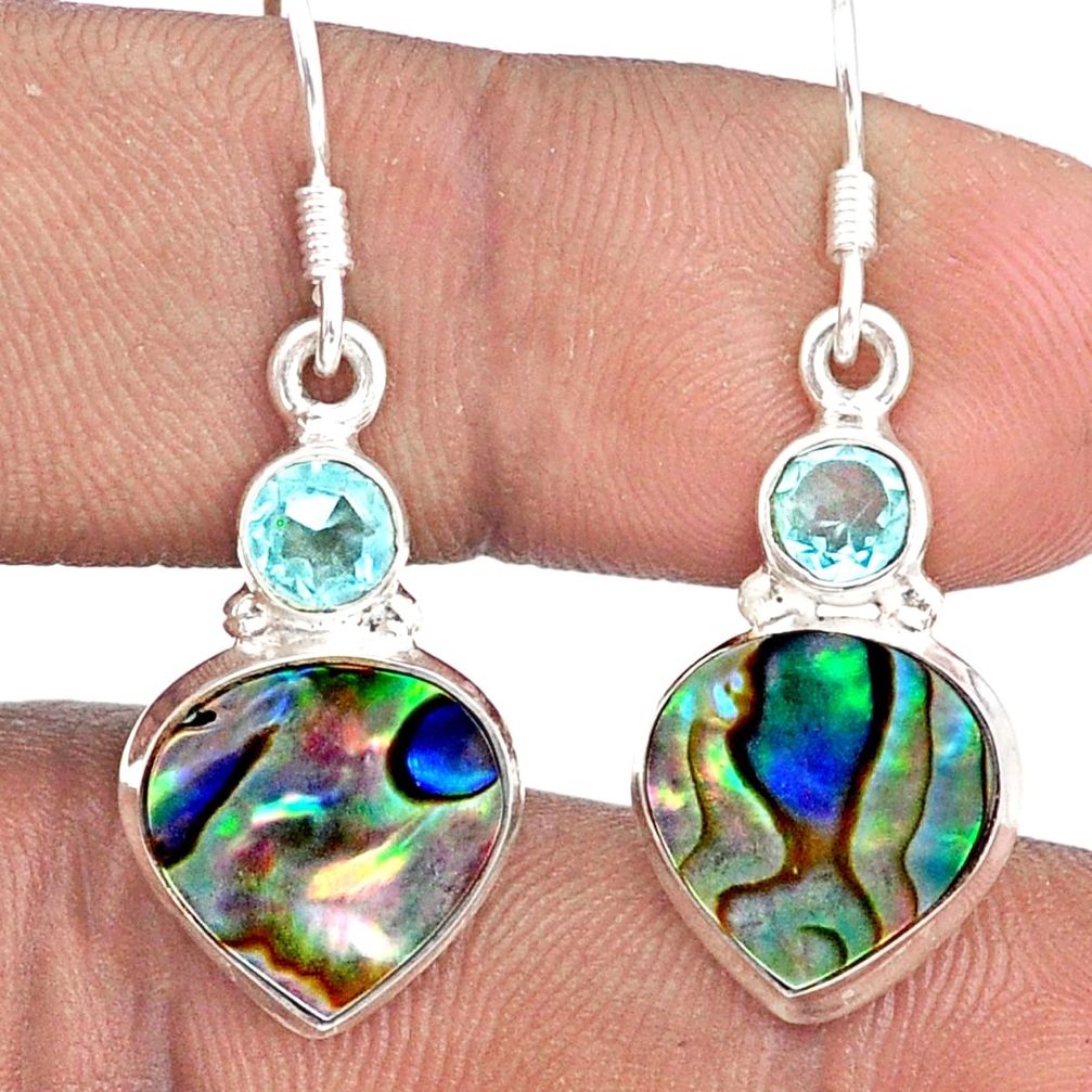 925 silver 10.96cts natural green abalone paua seashell topaz earrings t94988
