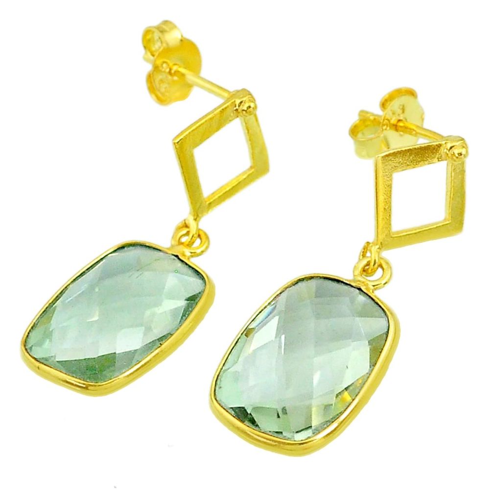 9.22cts natural green amethyst 14k gold handmade dangle earrings t11451