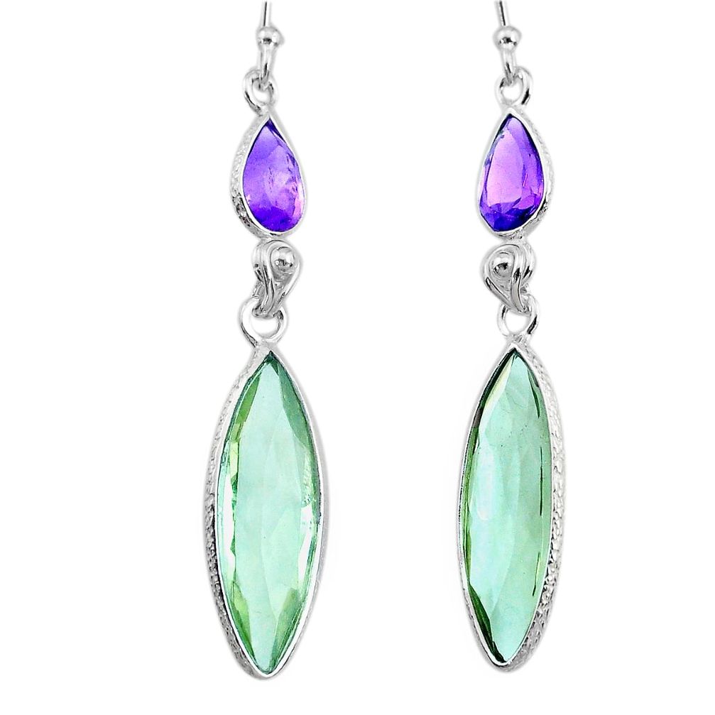 925 silver 11.80cts natural green amethyst amethyst dangle earrings r73280