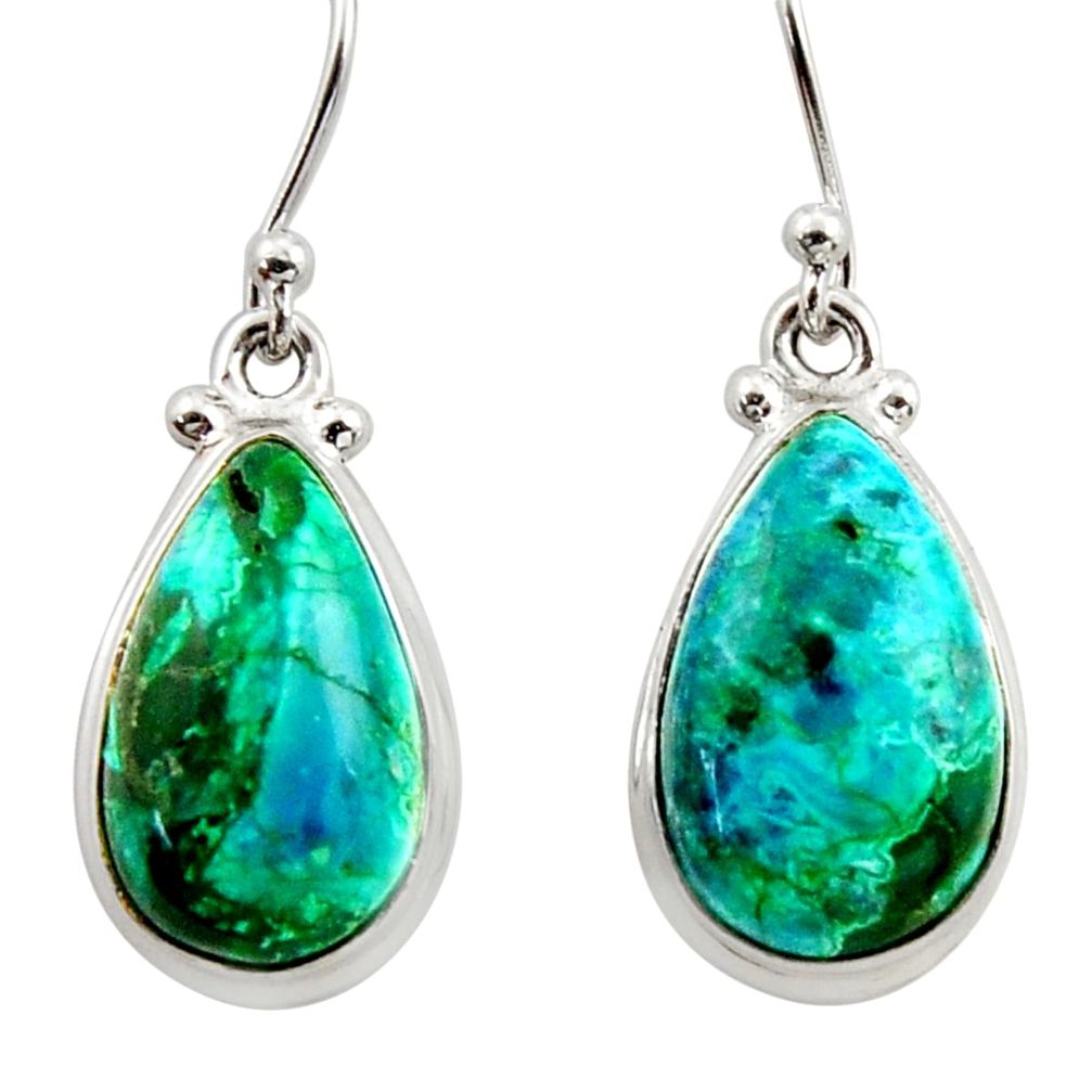 925 silver 11.53cts natural green azurite malachite dangle earrings r34744