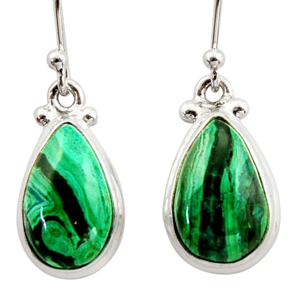 925 silver 11.57cts natural green azurite malachite dangle earrings r34758