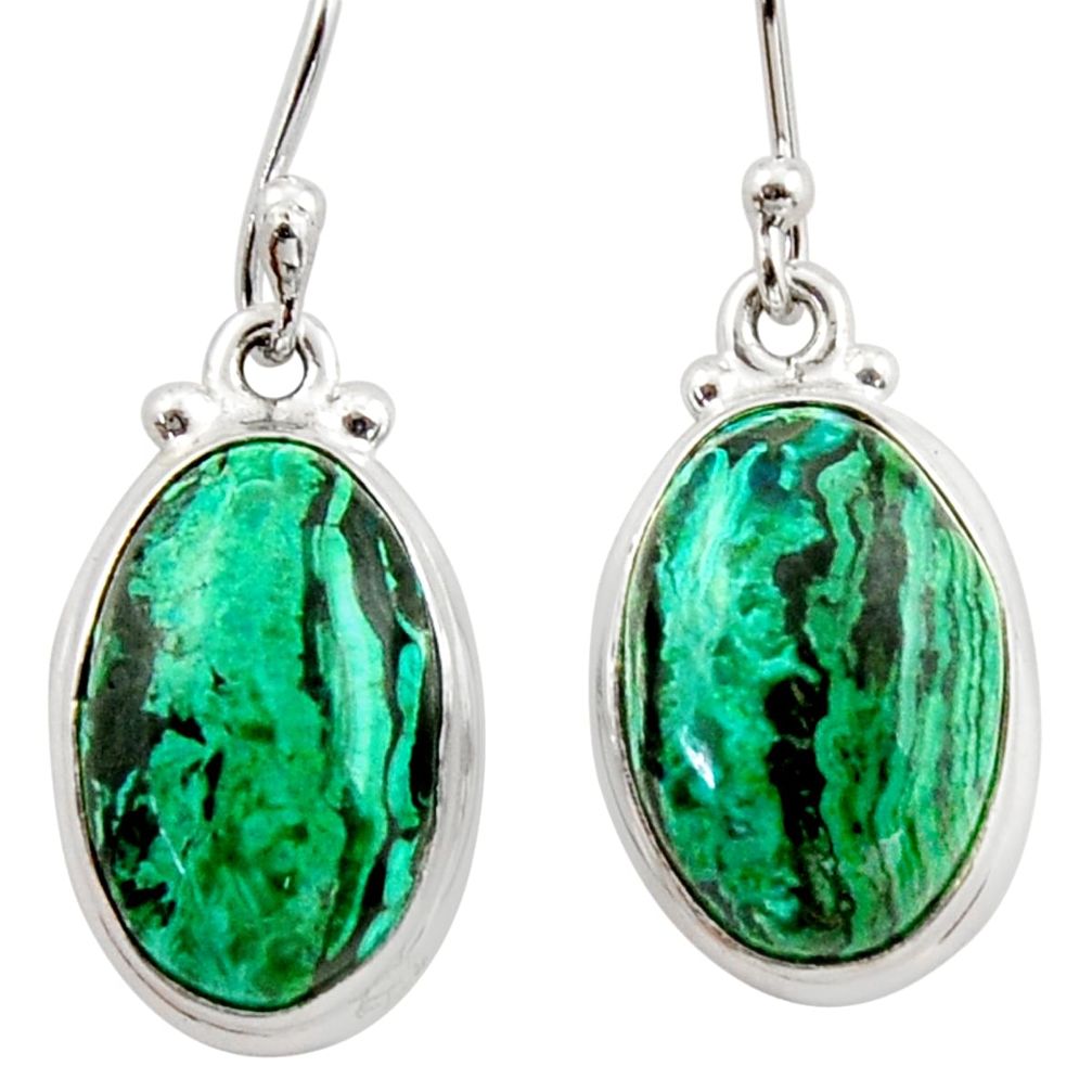 925 silver 13.27cts natural green azurite malachite dangle earrings r34768
