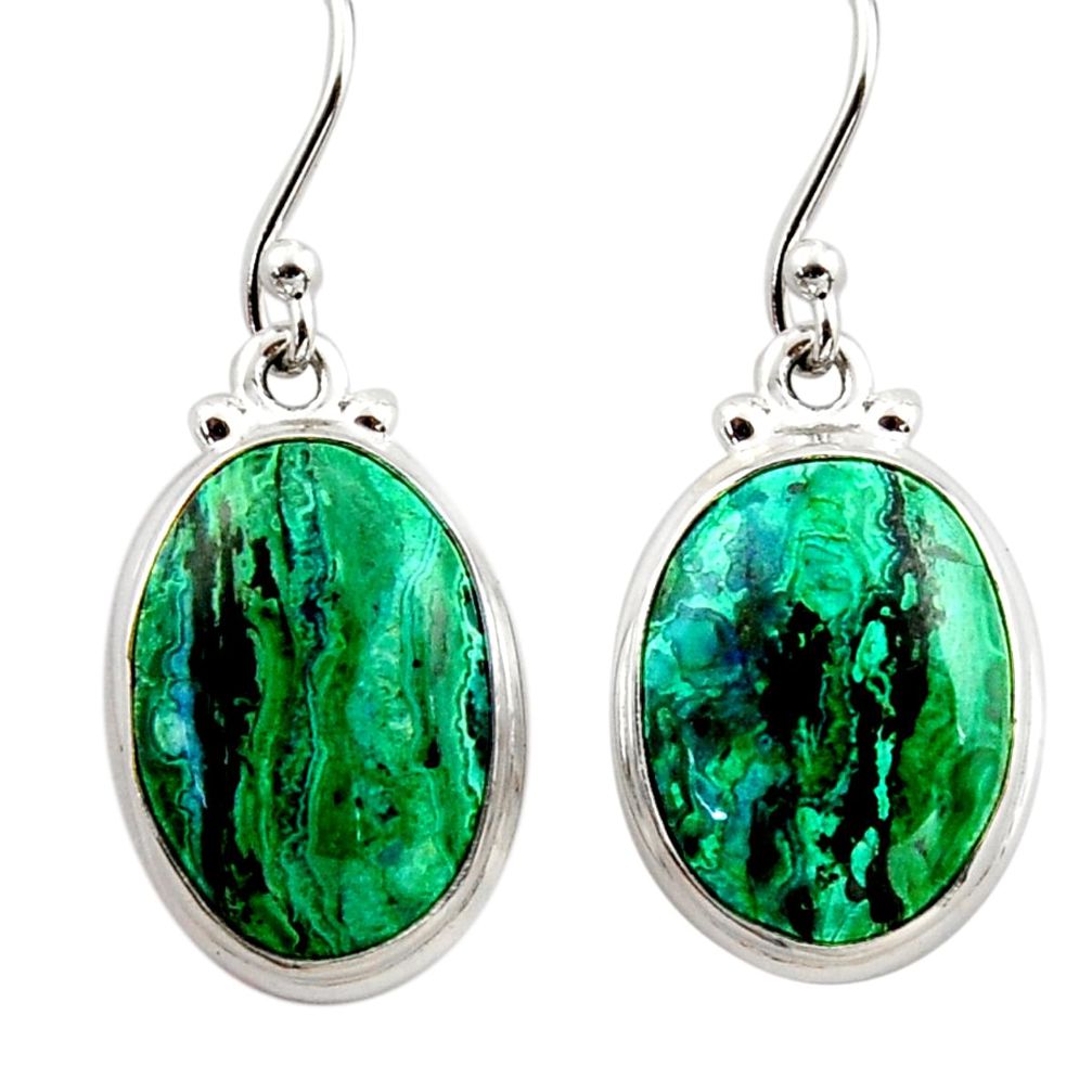 925 silver 13.77cts natural green azurite malachite dangle earrings r34771