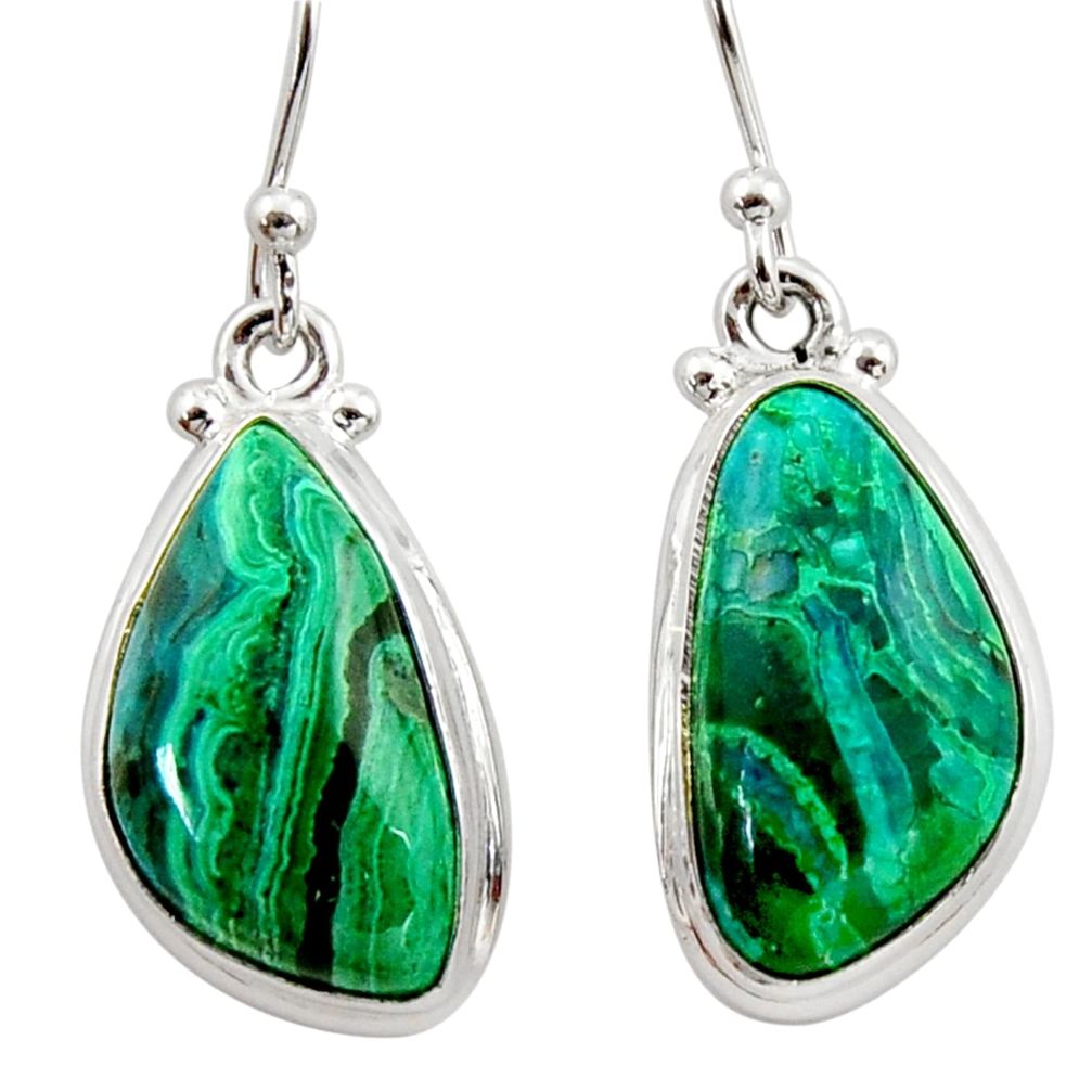 925 silver 12.50cts natural green azurite malachite dangle earrings r34778