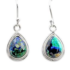 925 silver 7.11cts natural green azurite malachite dangle earrings t76332