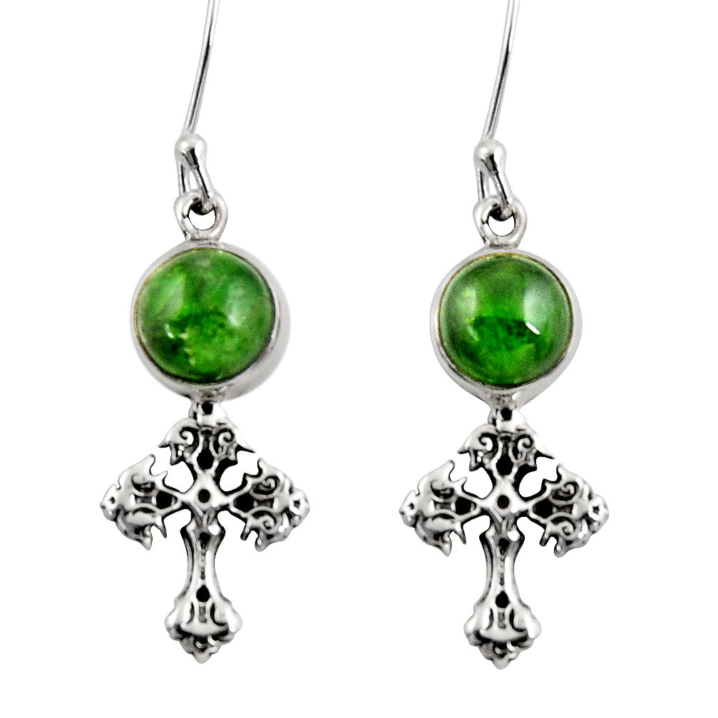 ts natural green chrome diopside holy cross earrings d39738