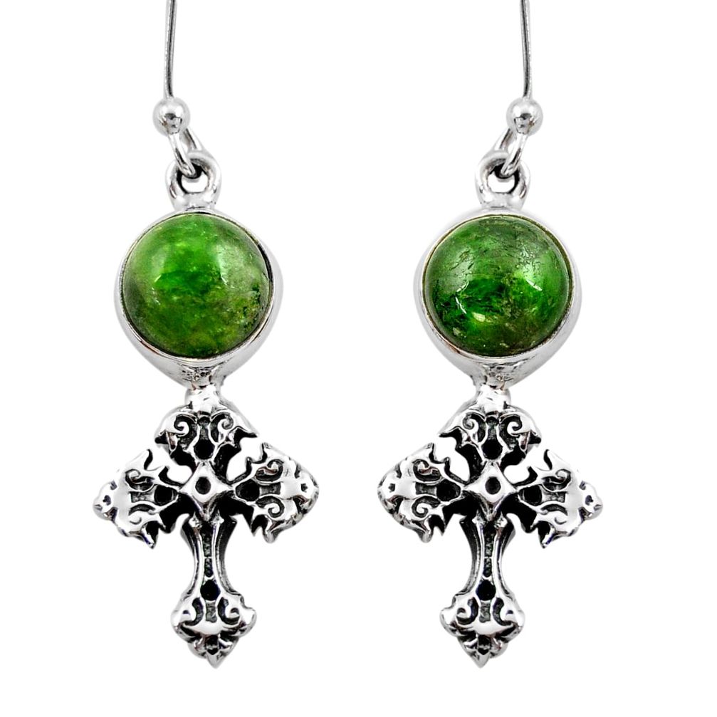 ts natural green chrome diopside holy cross earrings d40534