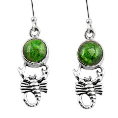 925 silver 6.70cts natural green chrome diopside round scorpion earrings y53118