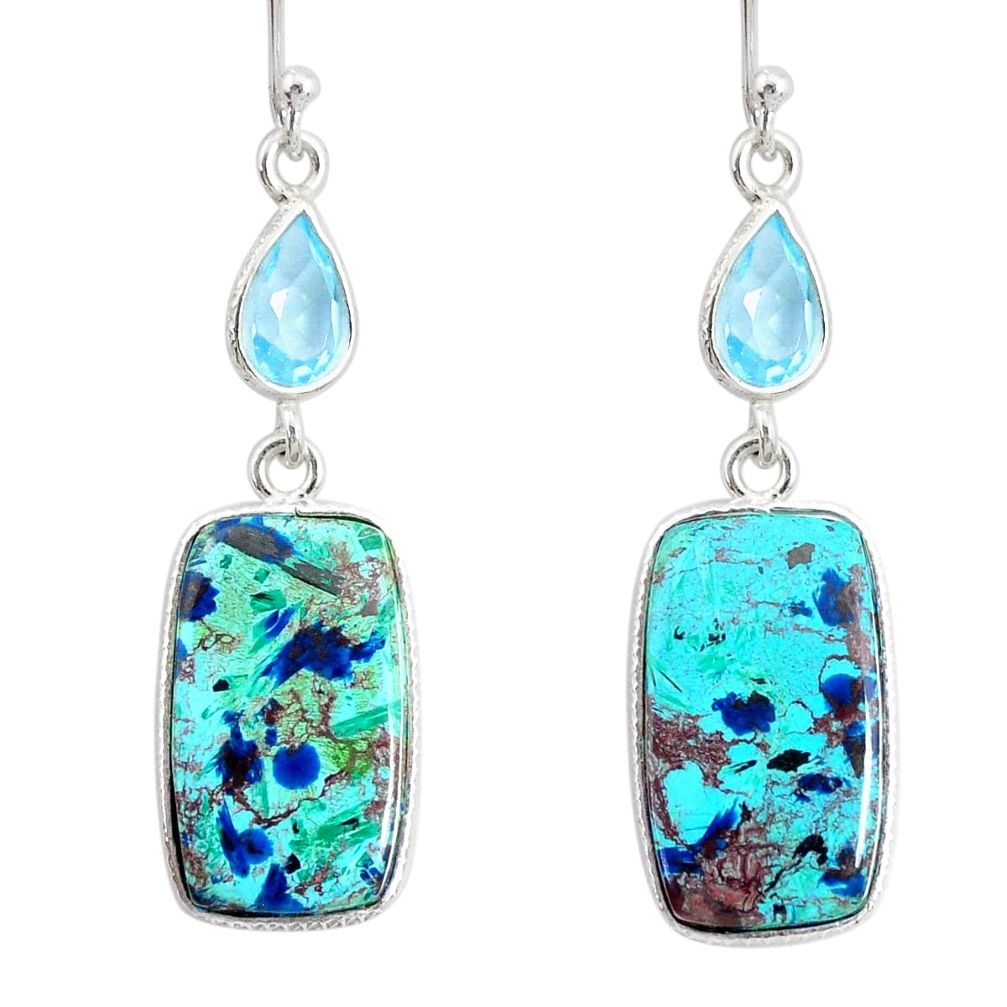 925 silver 17.60cts natural green chrysocolla topaz dangle earrings r86904