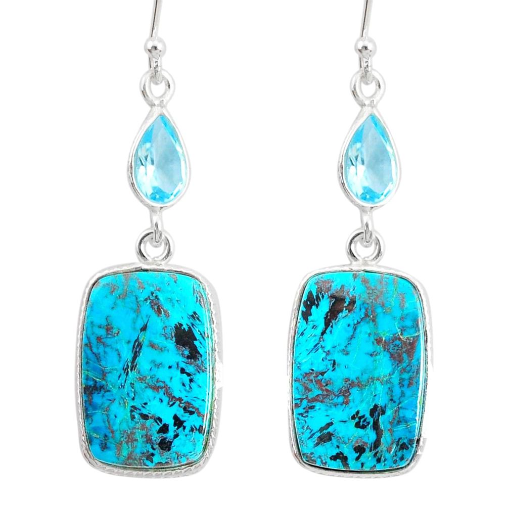 925 silver 17.07cts natural green chrysocolla topaz dangle earrings r86939