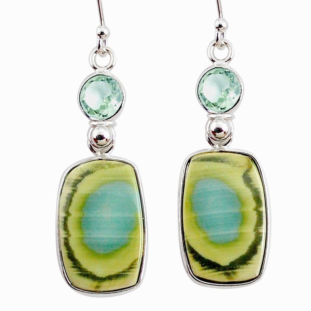 925 silver 14.91cts natural green imperial jasper amethyst earrings r75766