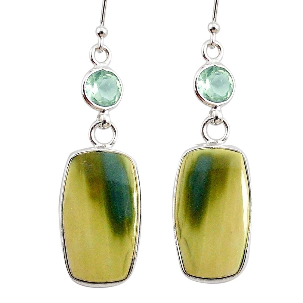 925 silver 14.85cts natural green imperial jasper amethyst earrings r75774
