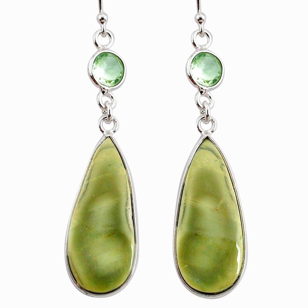 925 silver 16.74cts natural green imperial jasper amethyst earrings r75784