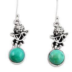 925 silver 6.57cts natural green kingman turquoise round angel earrings y50985
