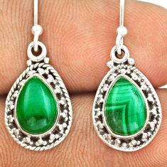 925 silver 5.60cts natural green malachite (pilot's stone) dangle earrings u7474