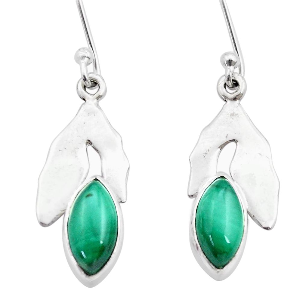 925 silver 4.94cts natural green malachite (pilot's stone) earrings u46388