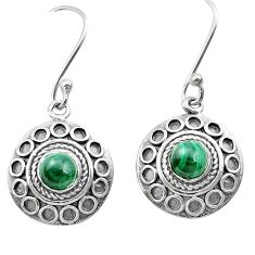 925 silver 1.66cts natural green malachite (pilot's stone) earrings u49236